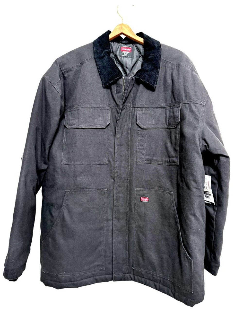 NWT Wrangler Workwear Duck Insulated Quilted Lined Jacket 2XL Black Yellowstone